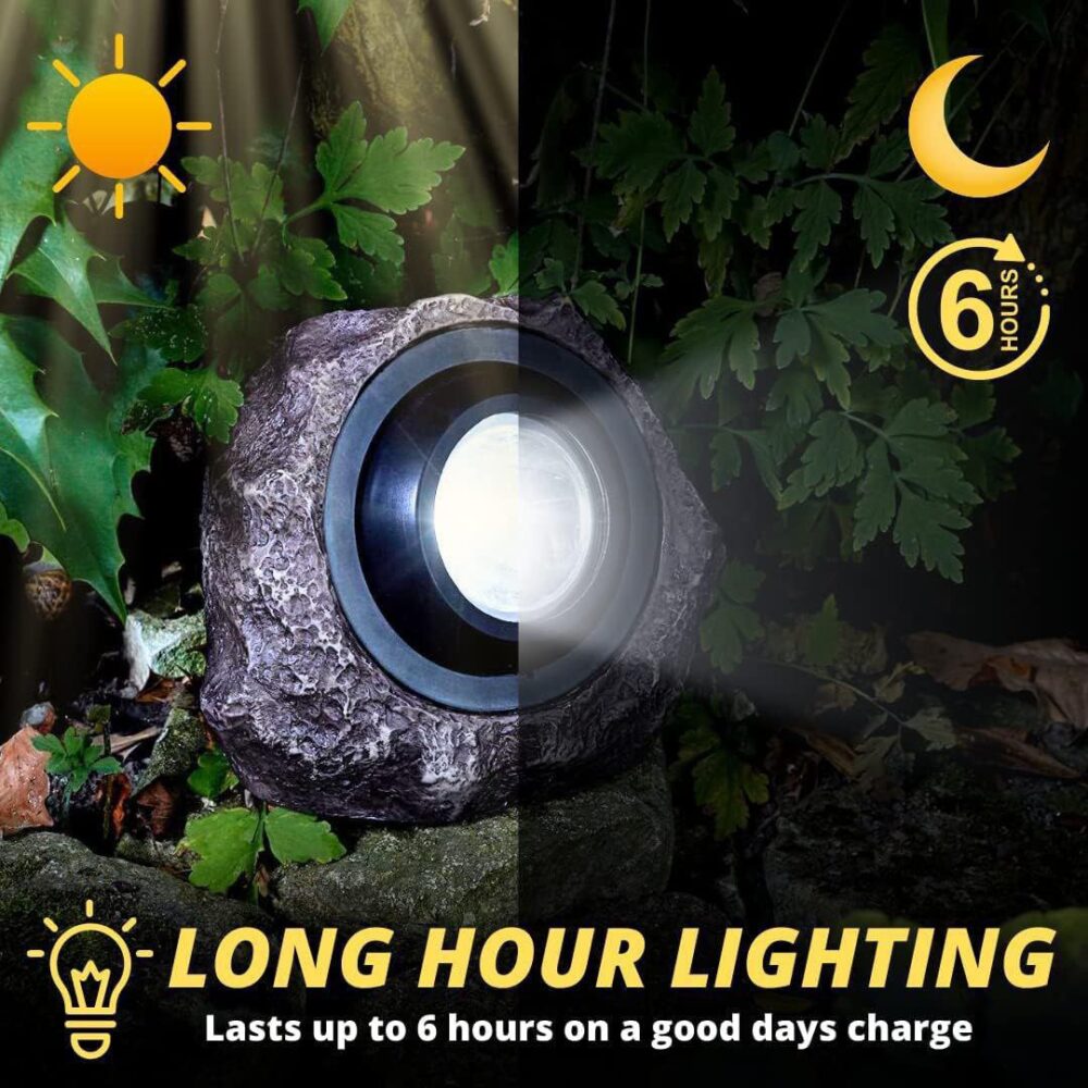 Lampe en Pierre Solaire Exterieur LED, Lampe Solaire Jardin imperméable – Image 5