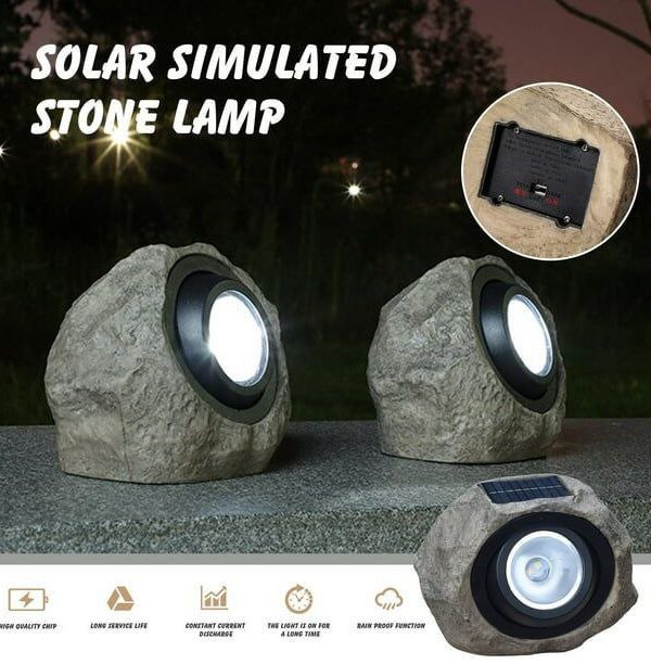 Lampe en Pierre Solaire Exterieur LED, Lampe Solaire Jardin imperméable