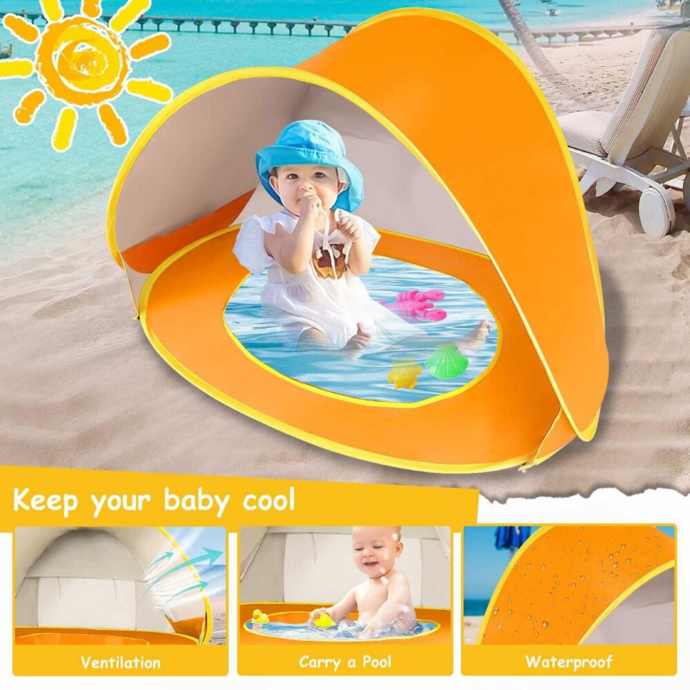 Tente idéale piscine et plage pour bébé et enfants - Tente Anti UV 50 et Filet - Protège du Vent, du Soleil et du Sable - Piscine et Tente de Plage – Image 7