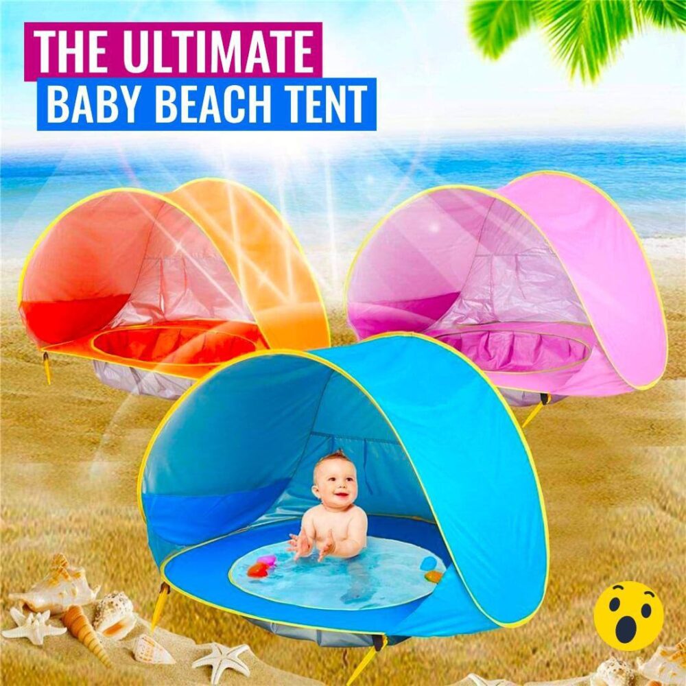Tente idéale piscine et plage pour bébé et enfants - Tente Anti UV 50 et Filet - Protège du Vent, du Soleil et du Sable - Piscine et Tente de Plage