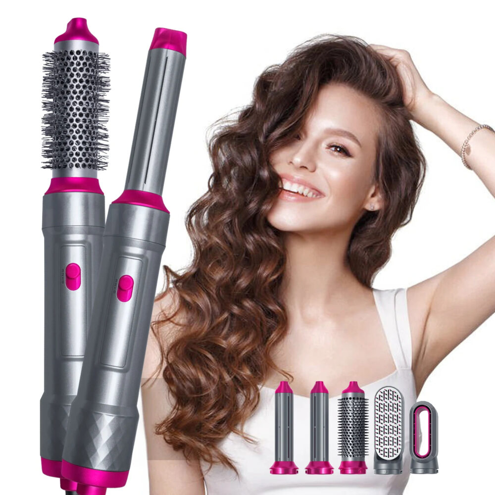 Brosse à cheveux Electrique 5 en 1, Sèche-cheveux à air chaud avec peigne, Séchage, Boucles et Lissage