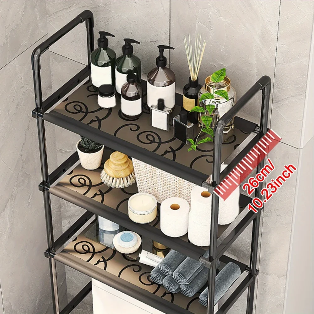 Étagère de Rangement Buanderie & Salle de Bain à 3 Niveaux - Support Métal Réglable pour Machine à Laver, Toilettes & Produits Ménagers - Robuste, Antirouille, Gain de Place, Facile à Assembler – Image 5