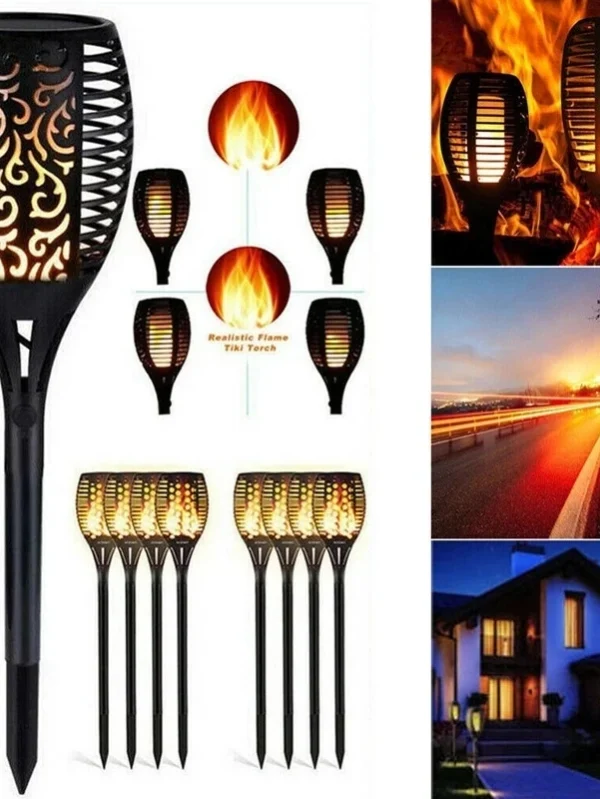 Lot de 10 lampes solaires en forme de flammes LED automatique pour la décoration, cour et jardin (Copie)